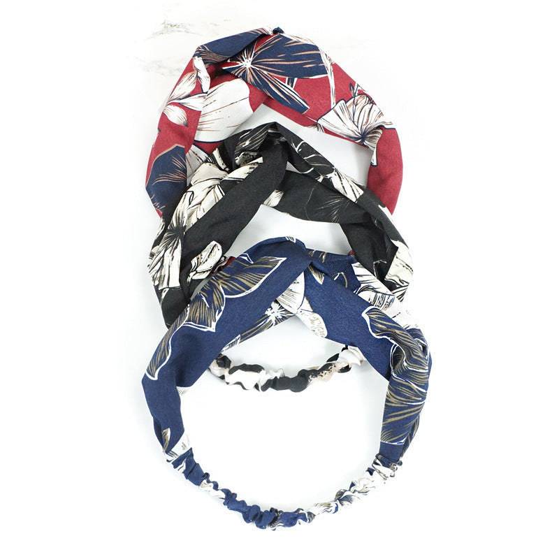 JMT-973450 Geometric Pattern Cloth Headband in Dark Tones for Versatile Styling