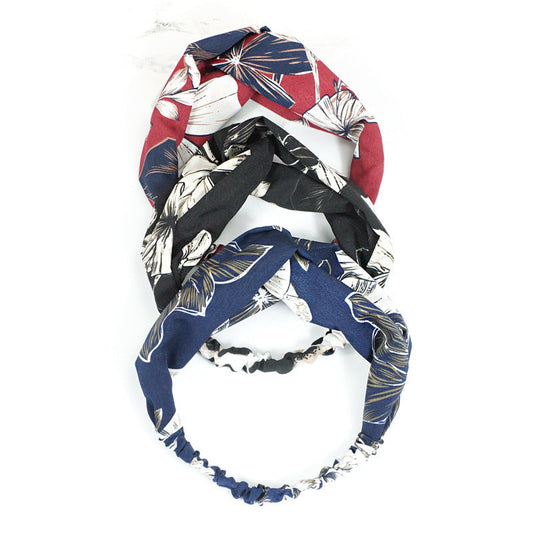 JMT-973450 Geometric Pattern Cloth Headband in Dark Tones for Versatile Styling