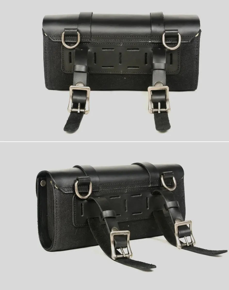 JMT-973450 Retro Oil Wax Canvas Motorcycle Shoulder Bag for Luggage and Side Storage