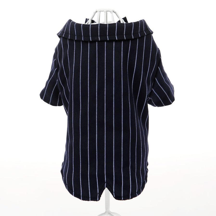 JMT-973706 Stylish Thin Black Imitation Silk Suit Dress for Small Dogs in Striped Design