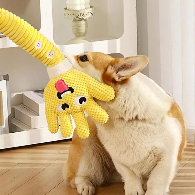 JMT-973898 Palm-Shaped Squeaky Plush Dog Teething Toy - Bite Resistant Chewable Pet Supply