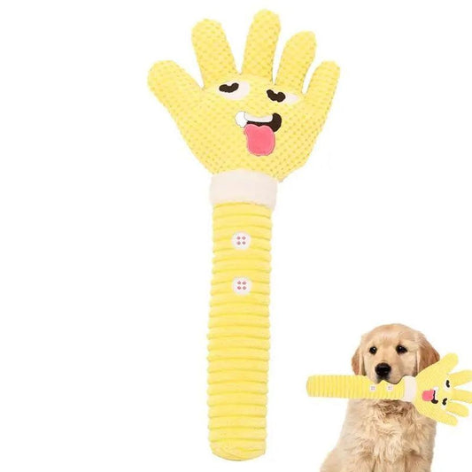 JMT-973898 Palm-Shaped Squeaky Plush Dog Teething Toy - Bite Resistant Chewable Pet Supply
