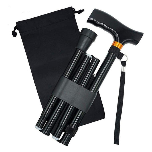 JMT-973962 Aluminum Alloy Folding Crutches with Wooden Handle - Four Section Design
