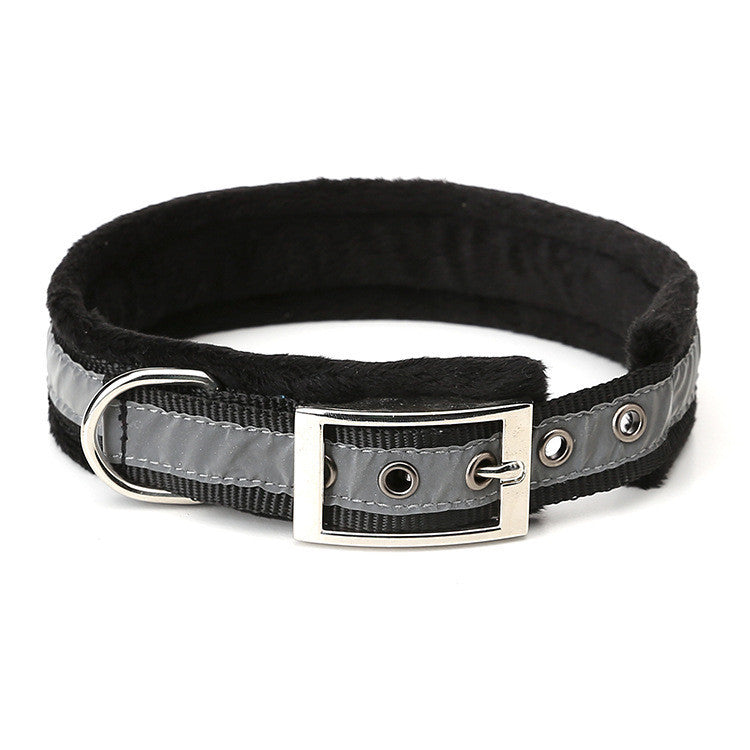 JMT-974730 Reflective Nylon Dog Collar with Soft Flannel Lining - Adjustable Sizes Available