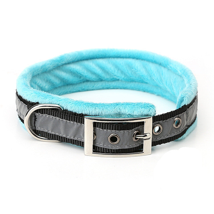 JMT-974730 Reflective Nylon Dog Collar with Soft Flannel Lining - Adjustable Sizes Available