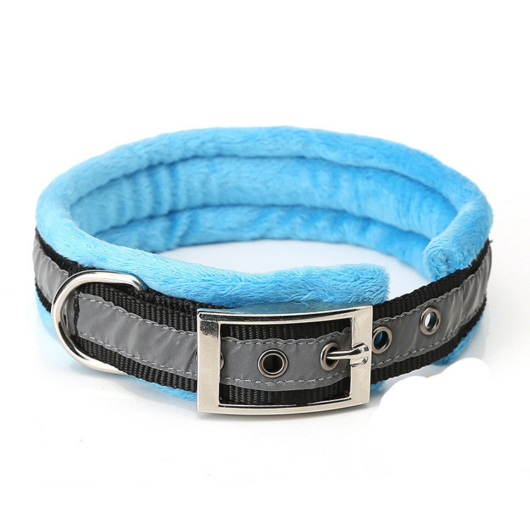 JMT-974730 Reflective Nylon Dog Collar with Soft Flannel Lining - Adjustable Sizes Available