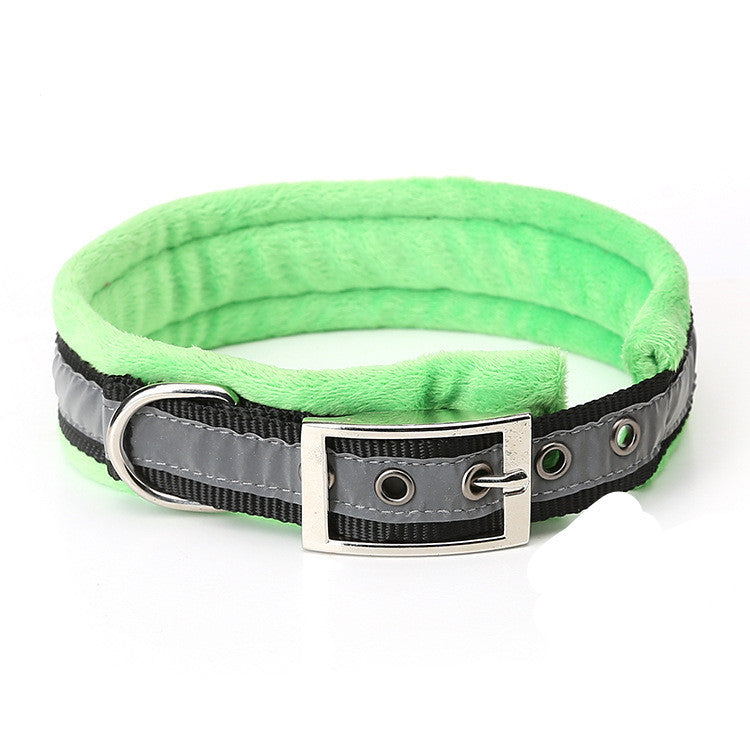 JMT-974730 Reflective Nylon Dog Collar with Soft Flannel Lining - Adjustable Sizes Available