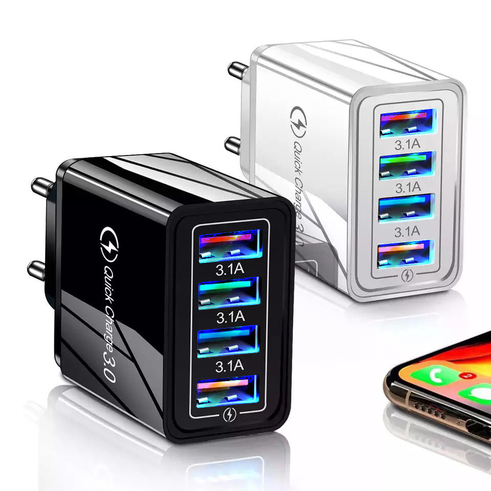 JMT-974922 Luminous 4-Port USB Mobile Phone Charger with Indicator Light