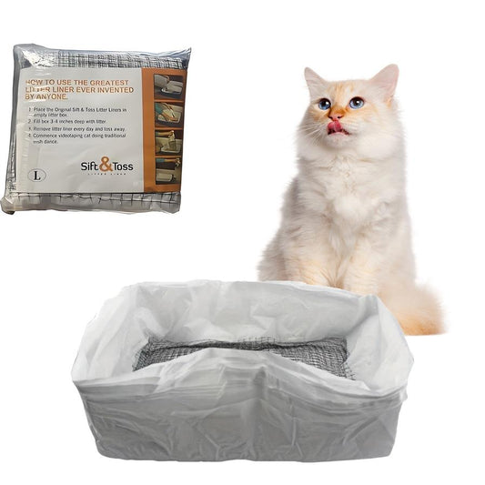JMT-975242 Reusable Mesh Cat Litter Filter Bags - 10-Pack with Drawstring for Easy Cleaning and Straining