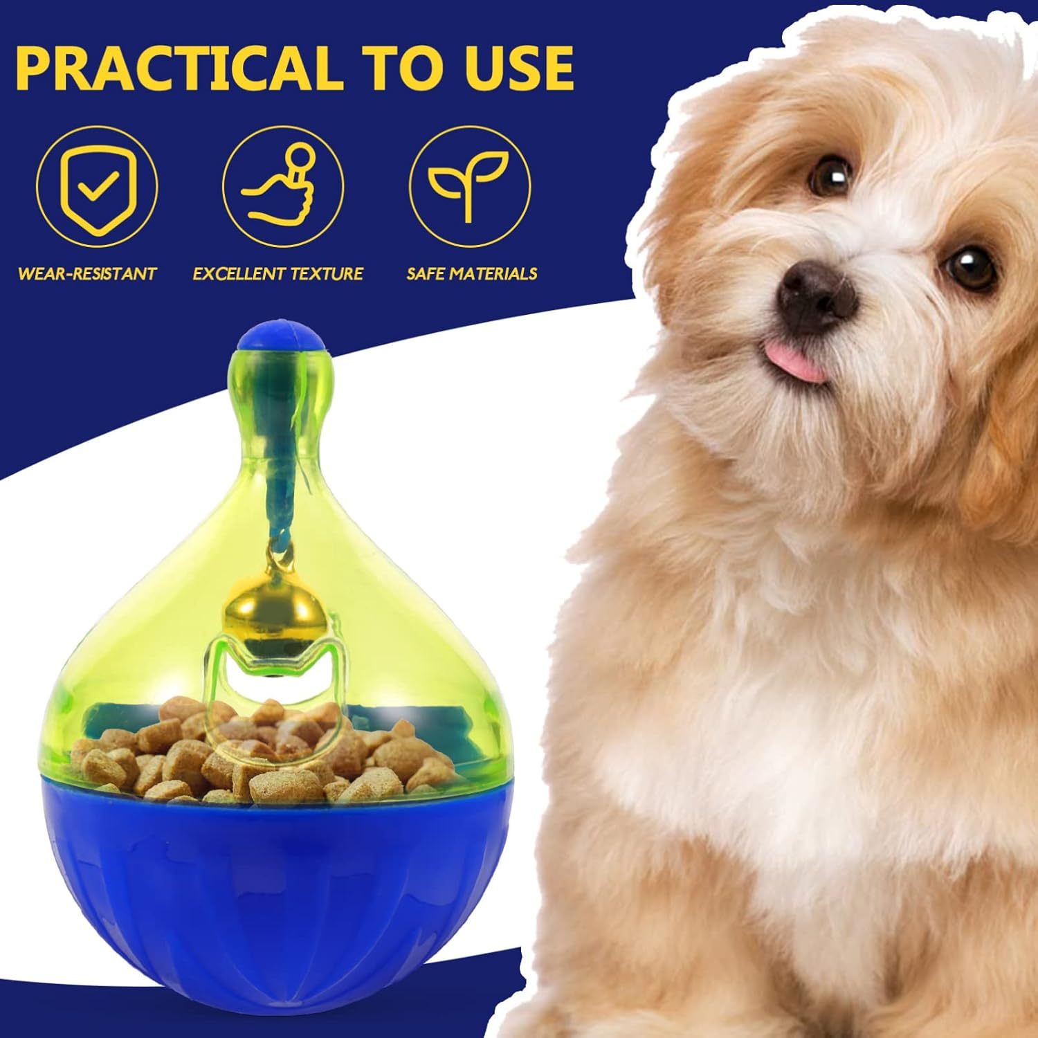 JMT-975370 Interactive Treat Dispenser for Dogs and Cats - Puzzle Feeder Tumbler Toy for Active Eating and Playtime