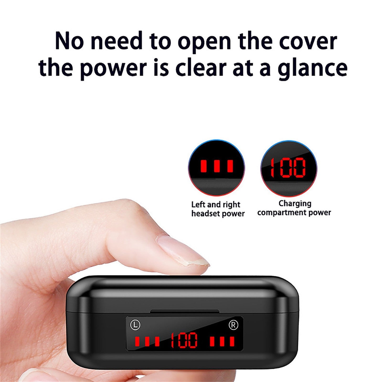 JMT-975562 Bluetooth Touch Headset with Battery Display, TWS Binaural Stereo Earbuds, 10m Range, Voice Control