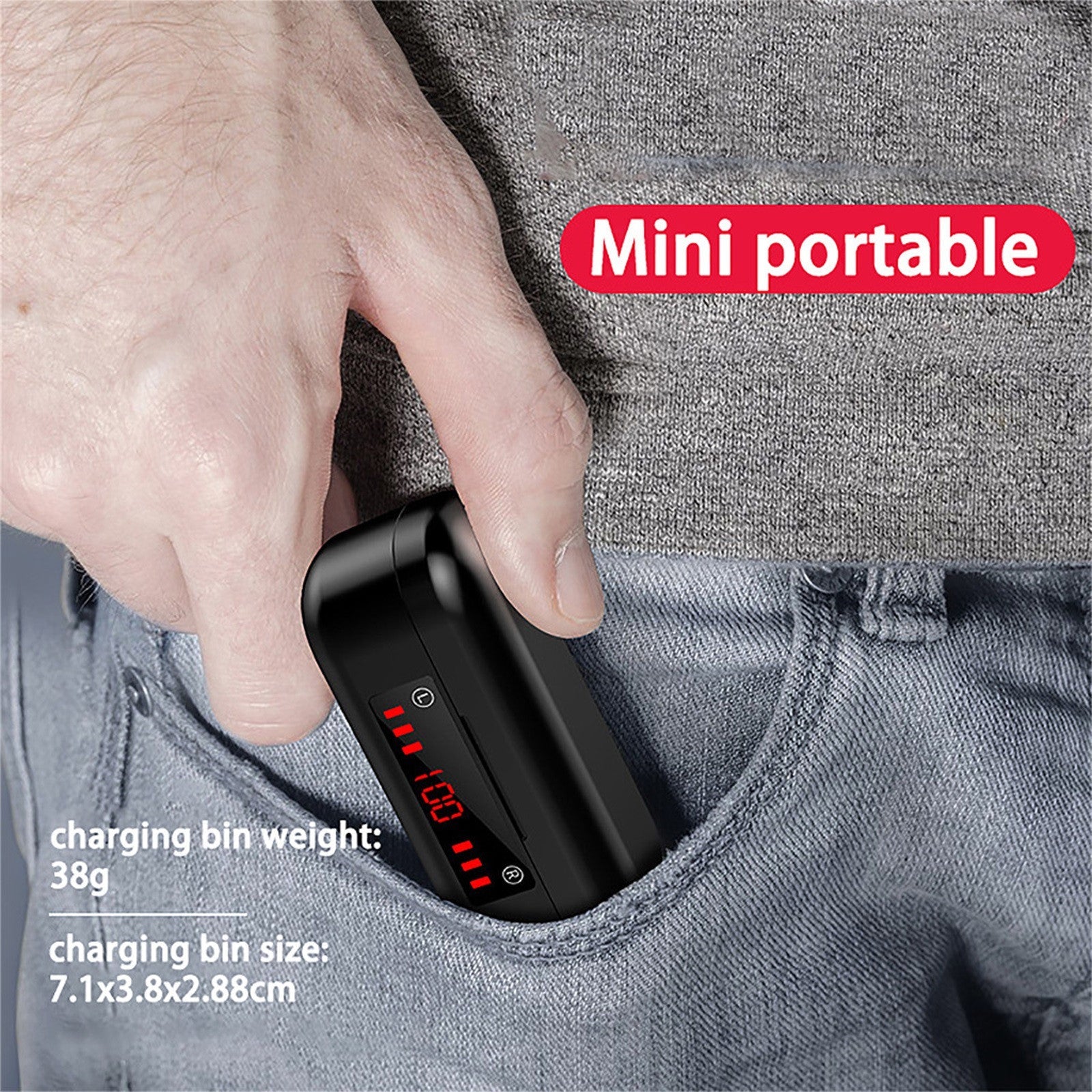 JMT-975562 Bluetooth Touch Headset with Battery Display, TWS Binaural Stereo Earbuds, 10m Range, Voice Control