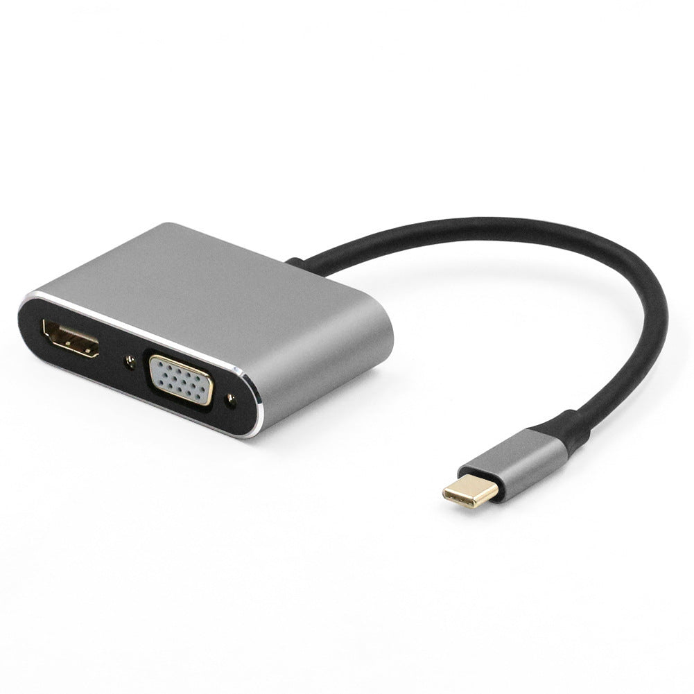 JMT-976202 4-in-1 USB-C to HDMI VGA Adapter Hub - Supports 4K, Space Gray & Silver White Options