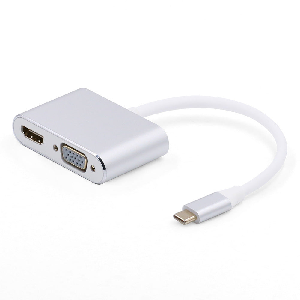JMT-976202 4-in-1 USB-C to HDMI VGA Adapter Hub - Supports 4K, Space Gray & Silver White Options