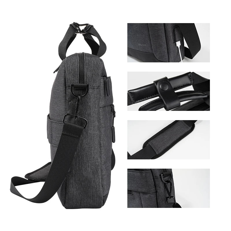 JMT-976202 Lightweight Casual Fabric Briefcase with Shoulder Strap for Men