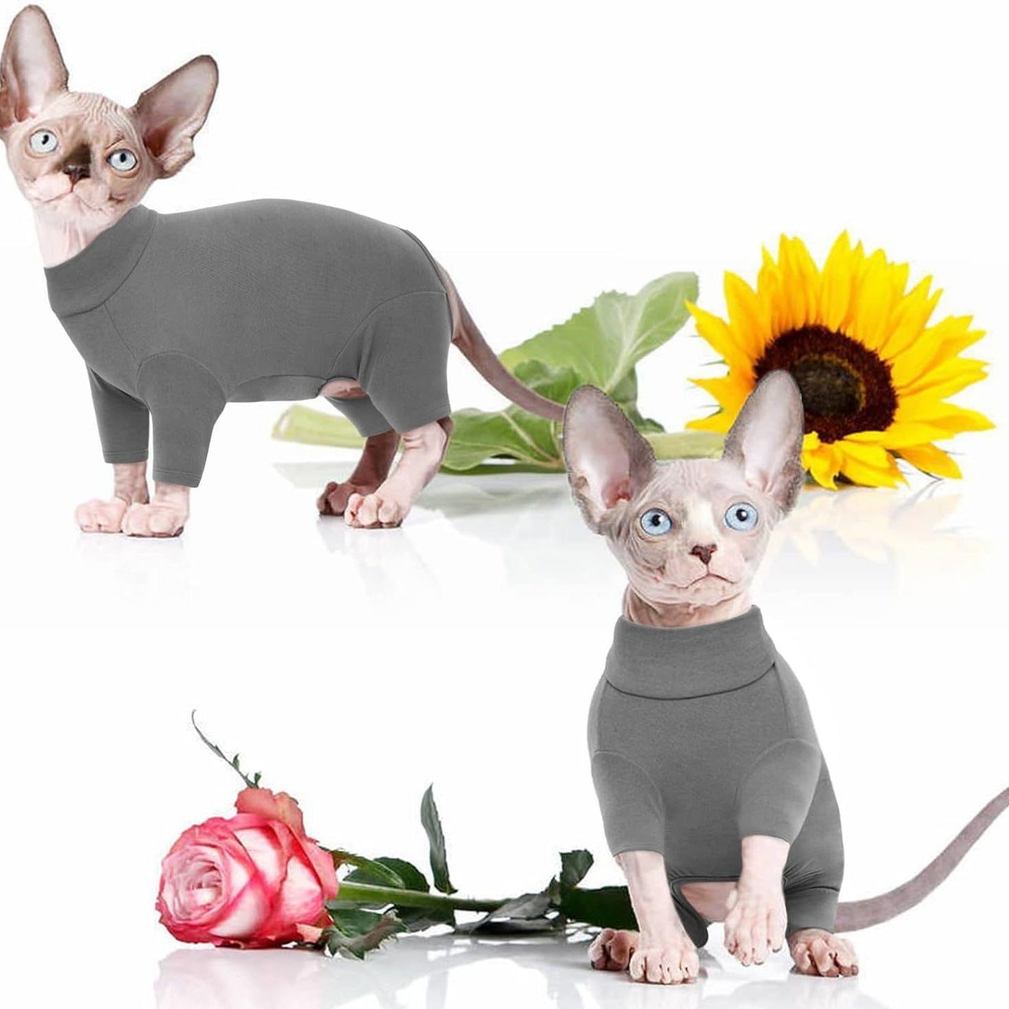 JMT-976202 Soft Turtleneck Sweater for Hairless Cats – Warm Pullover Jumpsuit for Sphynx, Devon Rex, and Cornish Rex Pets