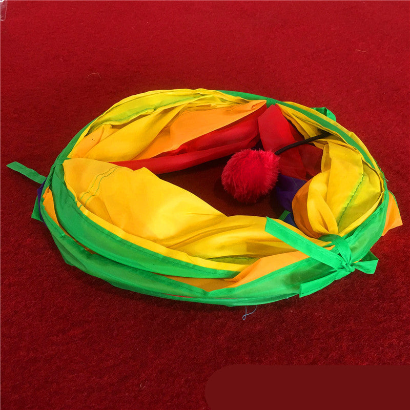 JMT-976394 Rainbow Cat Tunnel and Climbing Frame - 25cm Diameter, 120cm Length, Polyester Material