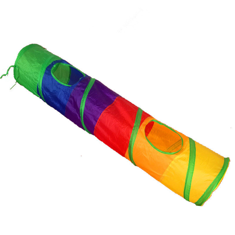 JMT-976394 Rainbow Cat Tunnel and Climbing Frame - 25cm Diameter, 120cm Length, Polyester Material
