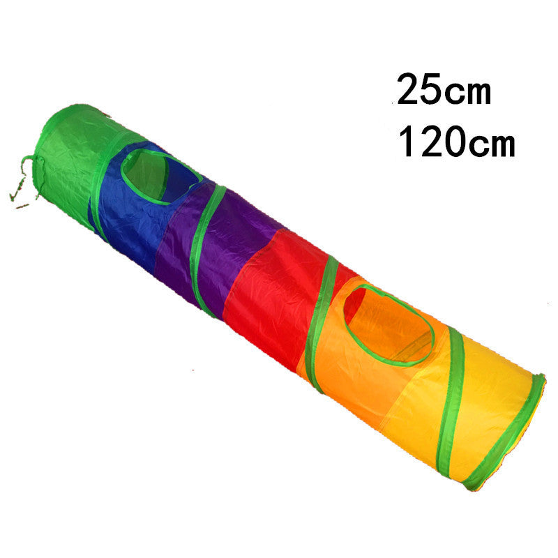 JMT-976394 Rainbow Cat Tunnel and Climbing Frame - 25cm Diameter, 120cm Length, Polyester Material
