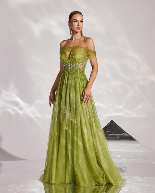 JMT-976458 Elegant Green Ladies Formal Dress - Style SH0186