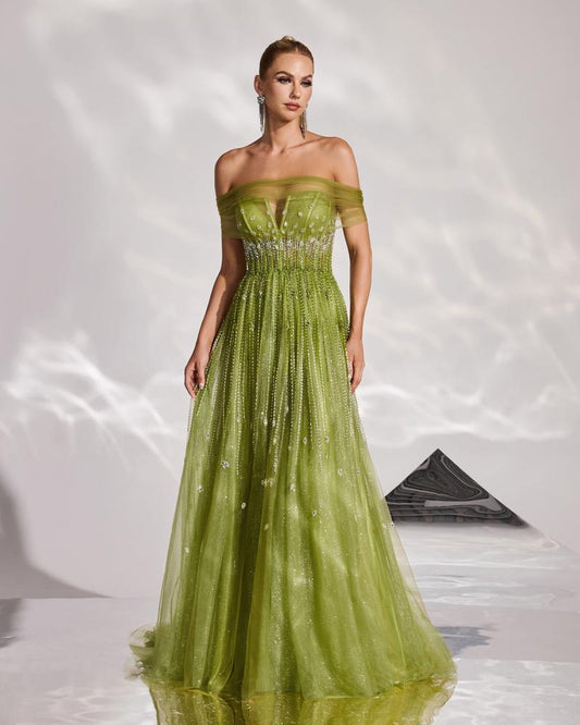 JMT-976458 Elegant Green Ladies Formal Dress - Style SH0186