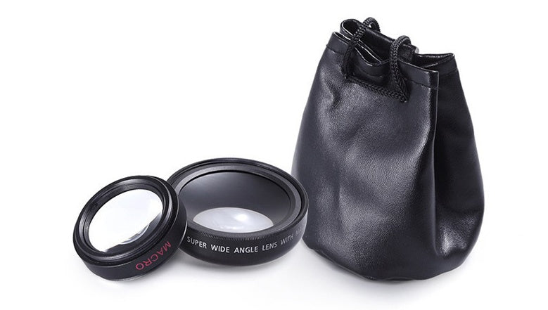 JMT-977546 Universal Mobile Phone 0.45X Wide Angle and 12.5X Macro External Lens Combo - HD Photography Accessory with Protective Covers and Storage Bag