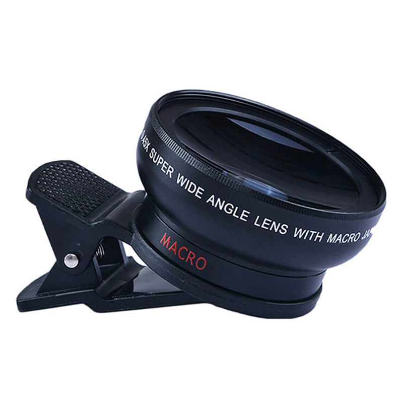 JMT-977546 Universal Mobile Phone 0.45X Wide Angle and 12.5X Macro External Lens Combo - HD Photography Accessory with Protective Covers and Storage Bag