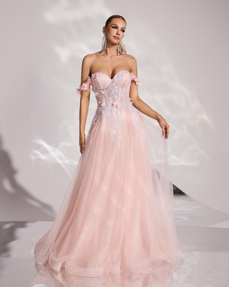 JMT-977610 Elegant Pink Evening Dress for Women - Model SH0177