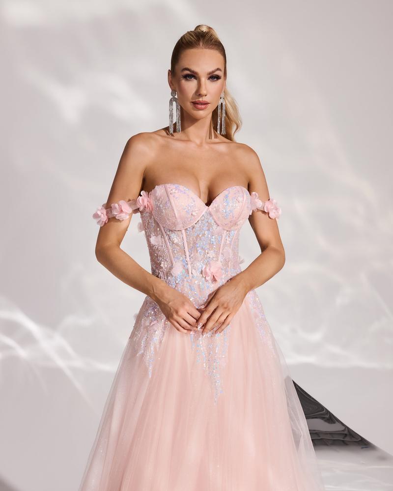 JMT-977610 Elegant Pink Evening Dress for Women - Model SH0177