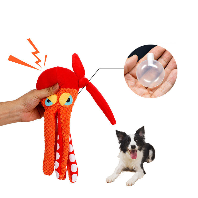 JMT-977674 Durable Squeaky Octopus Plush Dog Toy with Crinkle Paper for Chewing and Playtime