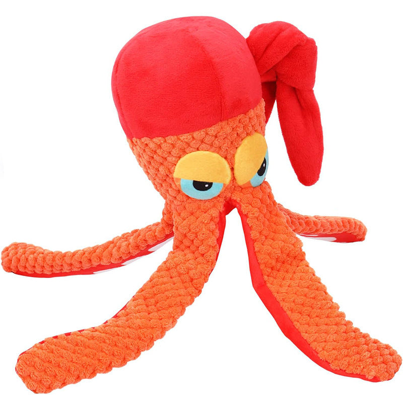 JMT-977674 Durable Squeaky Octopus Plush Dog Toy with Crinkle Paper for Chewing and Playtime