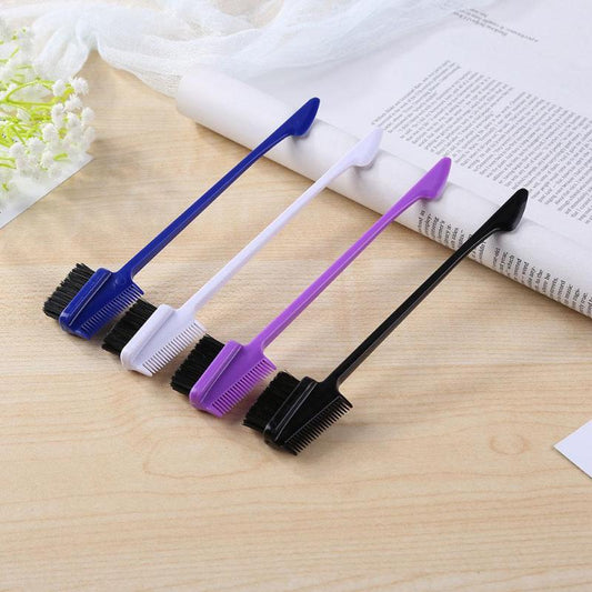 JMT-977802 Double-Sided Hair Edge Comb with Fine Bristles and Portable Design - Available in Blue, Purple, White, Black
