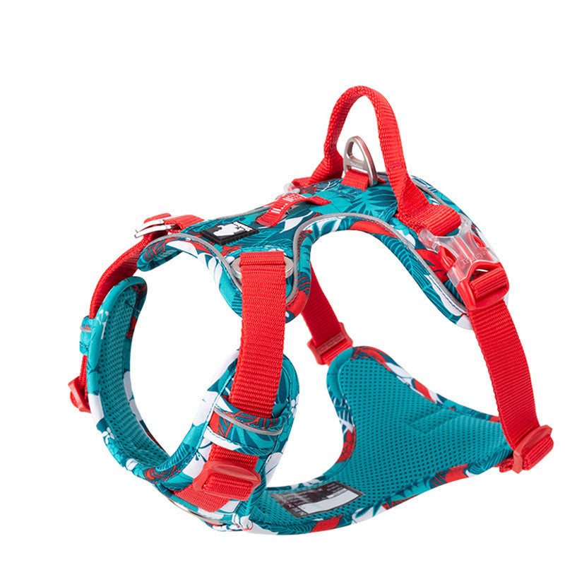 JMT-977866 Adjustable Vest-Style Chest Harness for Large Dogs - Blue-Red & Purple-Green Options