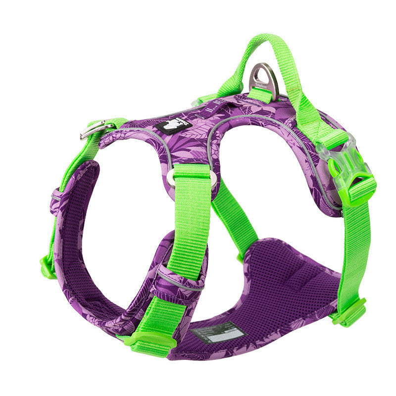 JMT-977866 Adjustable Vest-Style Chest Harness for Large Dogs - Blue-Red & Purple-Green Options