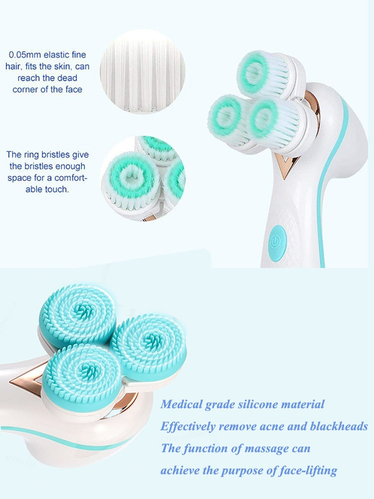 JMT-977930 Electric Face Cleansing Brush with 3 Accessories for Acne and Blackhead Removal
