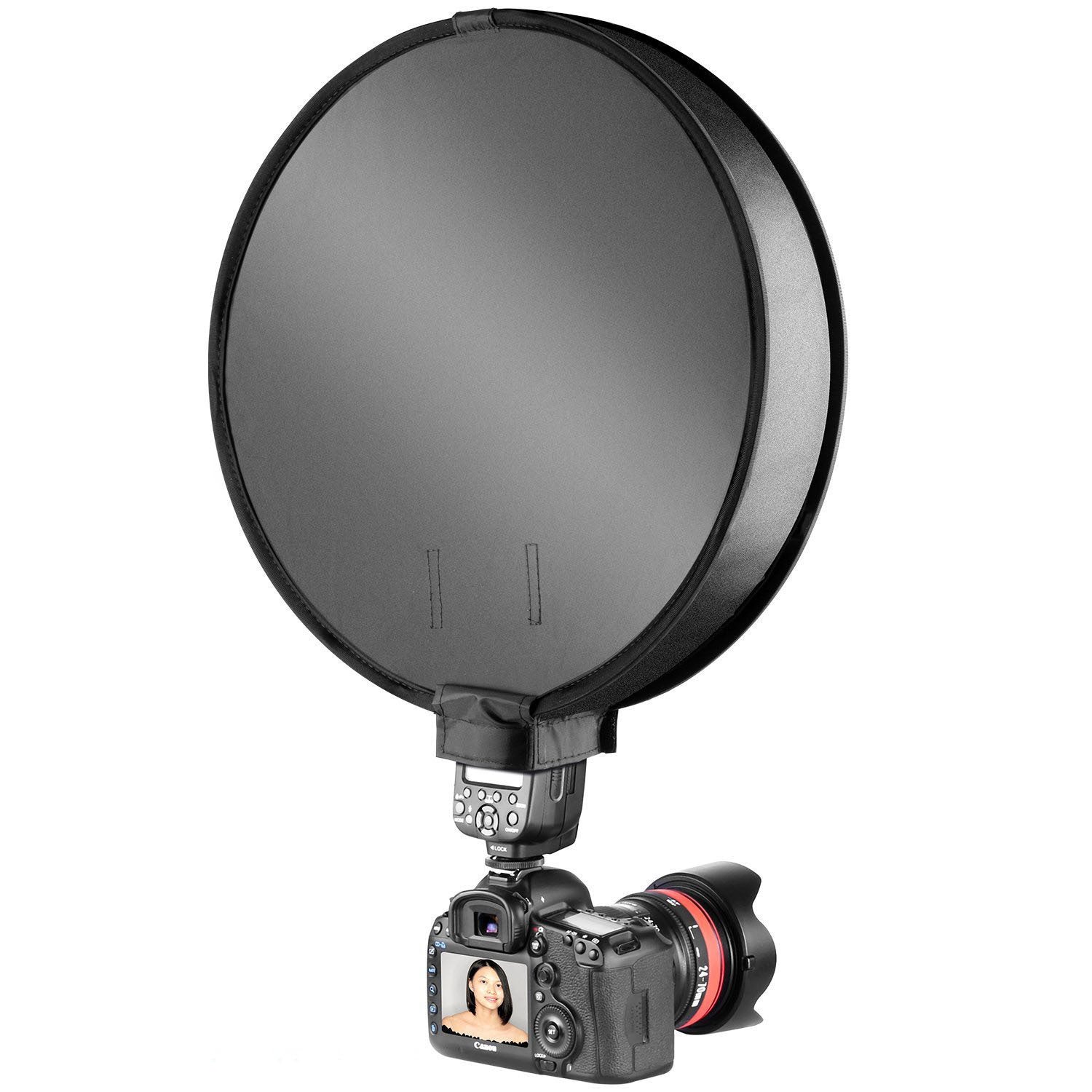 JMT-978058 On-Camera Flash Ring Soft Diffuser with Reflective Material, 30cm/40cm Size, 6x10cm Opening