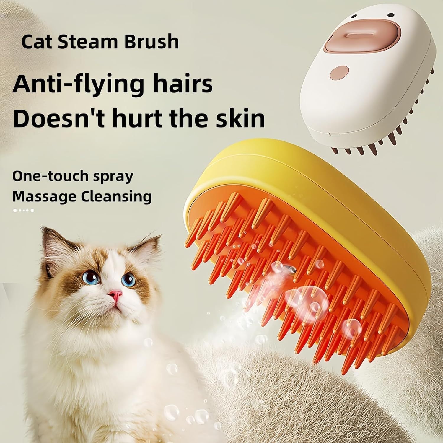 JMT-978506 3-in-1 Steam Brush for Cats and Dogs - Silicone Grooming Tool for Pet Massage and Hair Removal
