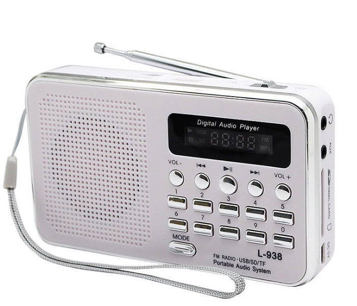 JMT-978506 Compact MP3 Player with FM Radio and USB Support - Ideal for Seniors - Available in White, Pink, Red, and Blue