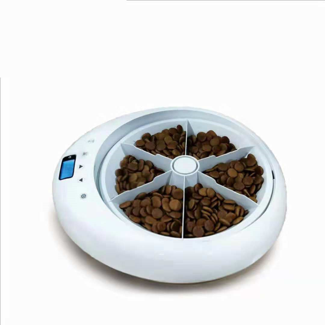 JMT-978698 Automatic Six-Meal Smart Feeder with Voice Reminder for Dogs and Cats, Detachable Design, 1.8kg, White