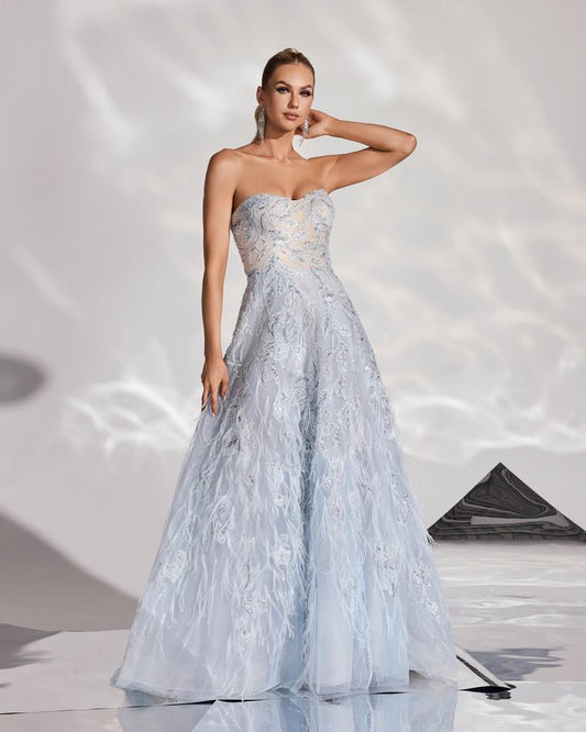 JMT-978762 Elegant Blue Evening Gown for Women with Timeless Design