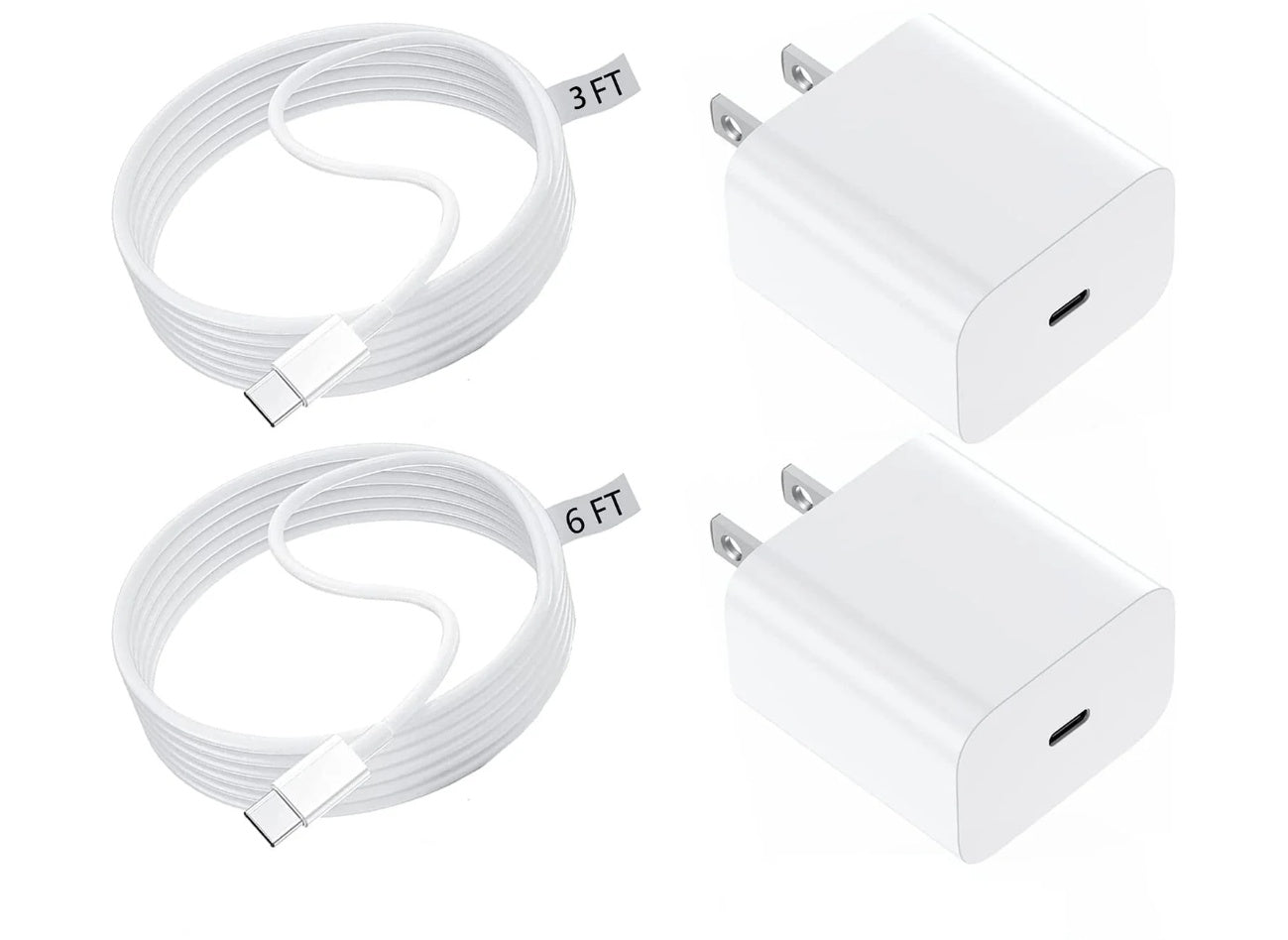 JMT-979018 Apple-Compatible Fast Charger Set with 6ft USB-C to Lightning Cable, Dual 20W Wall Adapter for Efficient Charging
