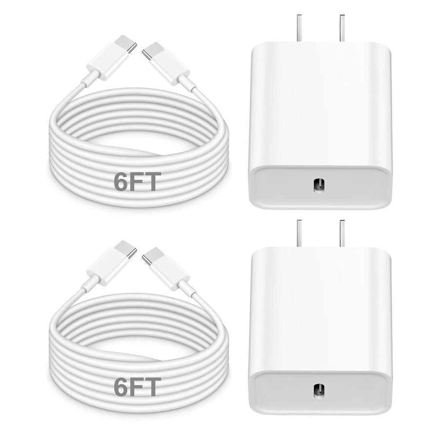 JMT-979018 Apple-Compatible Fast Charger Set with 6ft USB-C to Lightning Cable, Dual 20W Wall Adapter for Efficient Charging