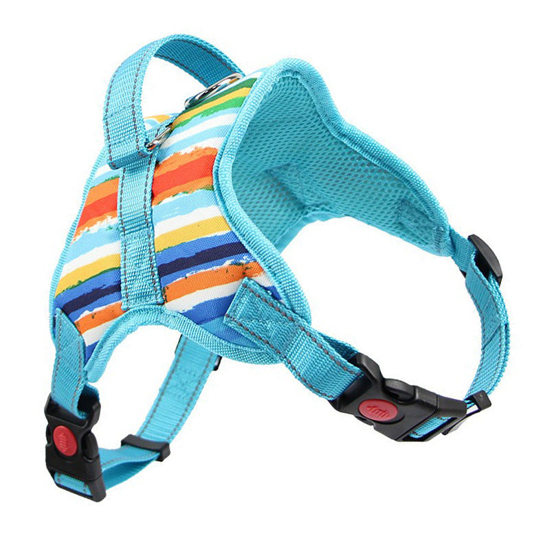 JMT-979018 Reflective Dog Harness and Leash Set - Adjustable Polyester Chest Strap with Scalable Size Options in Yellow, Blue, Gray, and Black