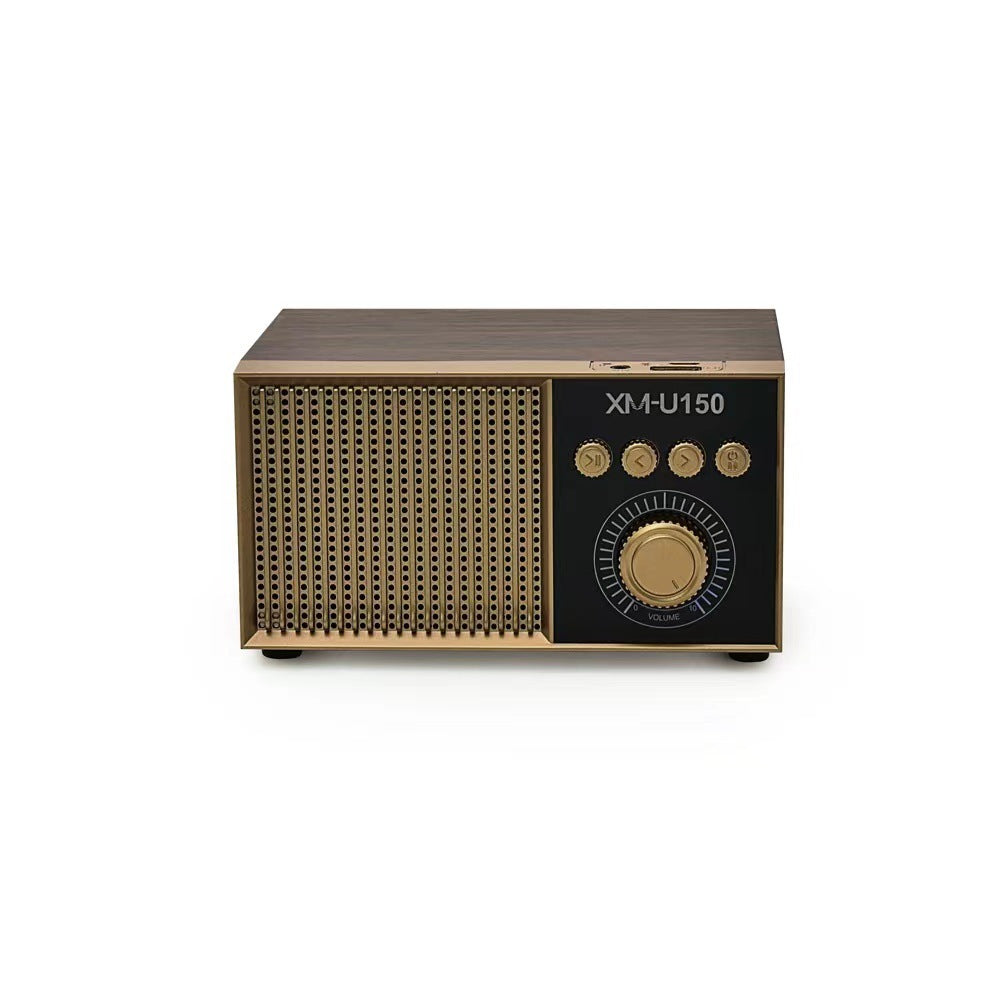 JMT-979018 Retro Portable Bluetooth Speaker with Subwoofer, USB Power Supply, and Built-in Battery - Available in Black, Mahogany, and White Wood Grain