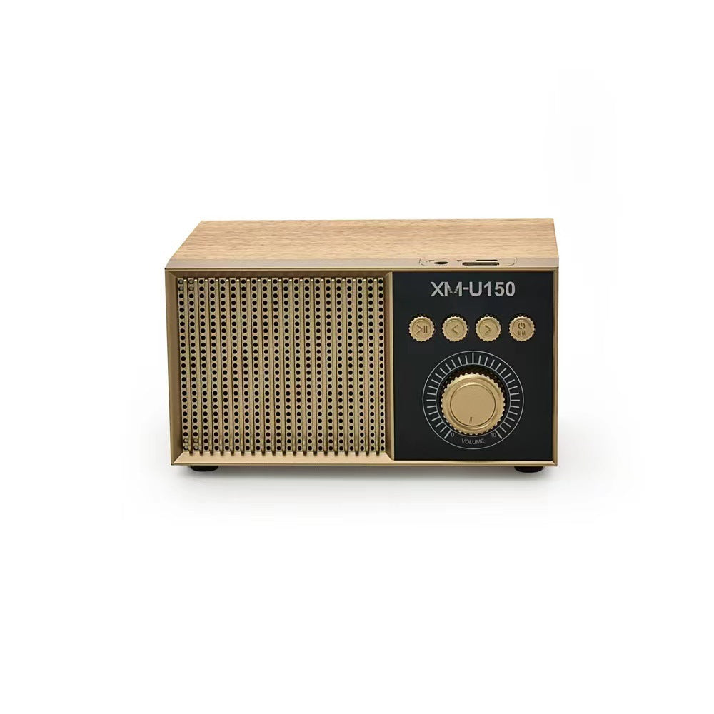 JMT-979018 Retro Portable Bluetooth Speaker with Subwoofer, USB Power Supply, and Built-in Battery - Available in Black, Mahogany, and White Wood Grain
