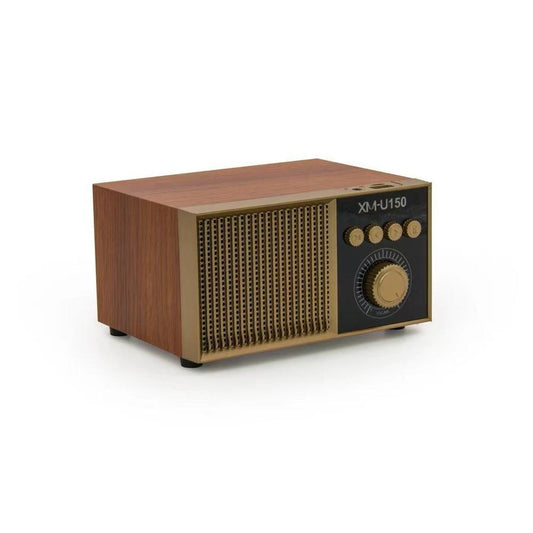 JMT-979018 Retro Portable Bluetooth Speaker with Subwoofer, USB Power Supply, and Built-in Battery - Available in Black, Mahogany, and White Wood Grain