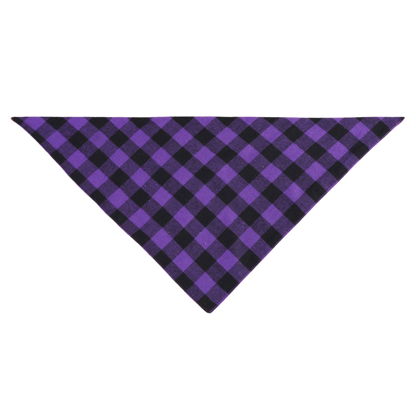 JMT-979146 Cotton Check Triangle Scarf for Pets - Winter Accessory in Purple Black, Orange Black, and Orange White