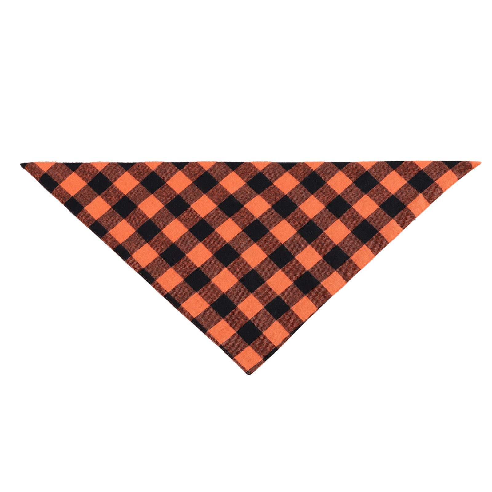 JMT-979146 Cotton Check Triangle Scarf for Pets - Winter Accessory in Purple Black, Orange Black, and Orange White
