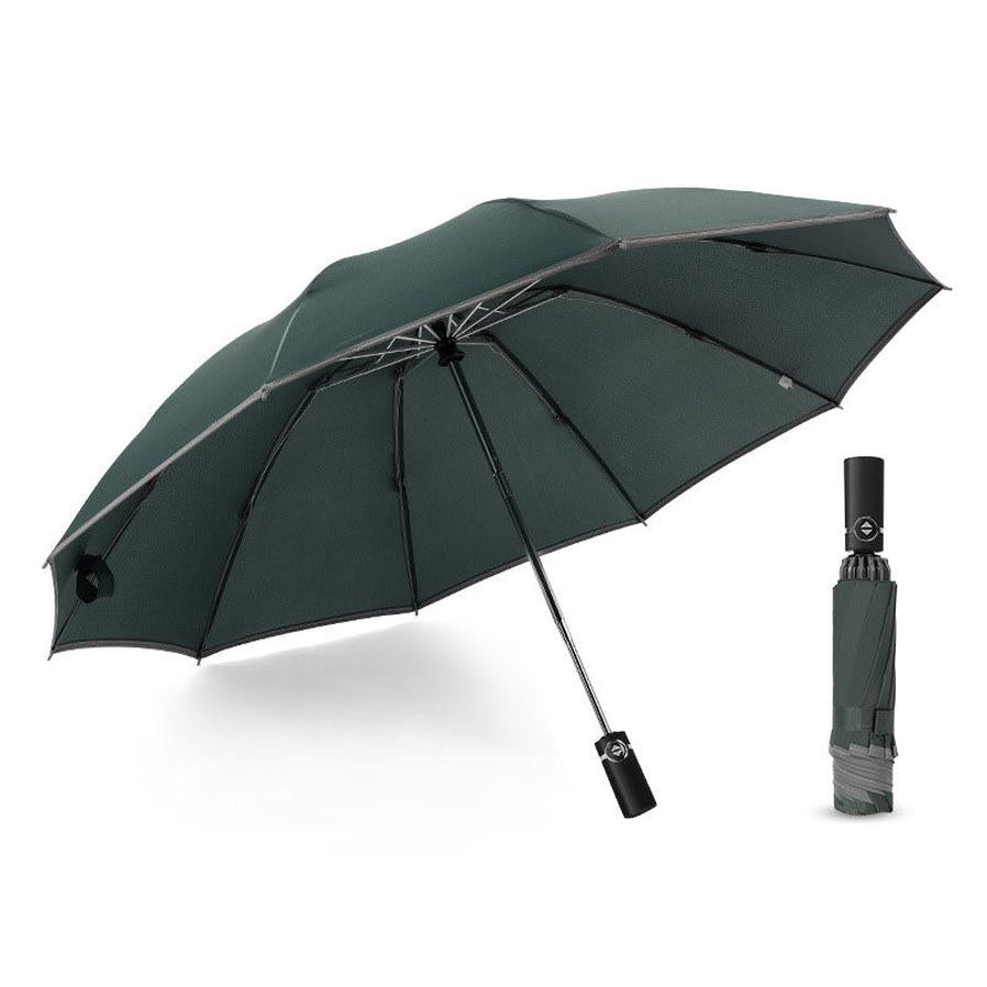 JMT-979722 Inverted Travel Umbrella with 10 Ribs, Auto Close Feature, Reflective Stripes for Safety at Night