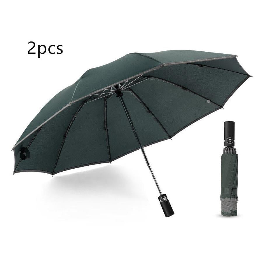 JMT-979722 Inverted Travel Umbrella with 10 Ribs, Auto Close Feature, Reflective Stripes for Safety at Night
